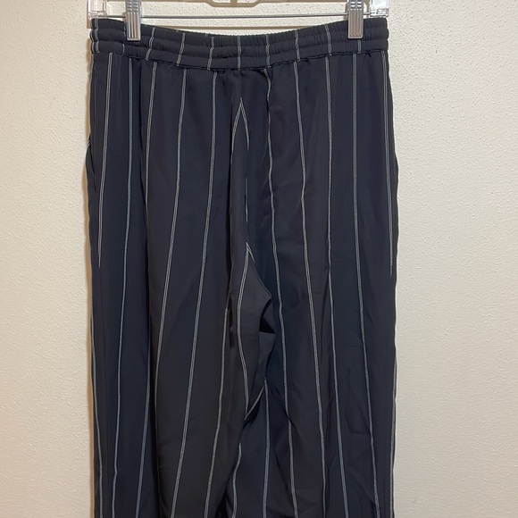 Anine Bing Isabella Pinstripe Pants Drawstring Pull On Black Stripe Size Medium - Picture 11 of 16